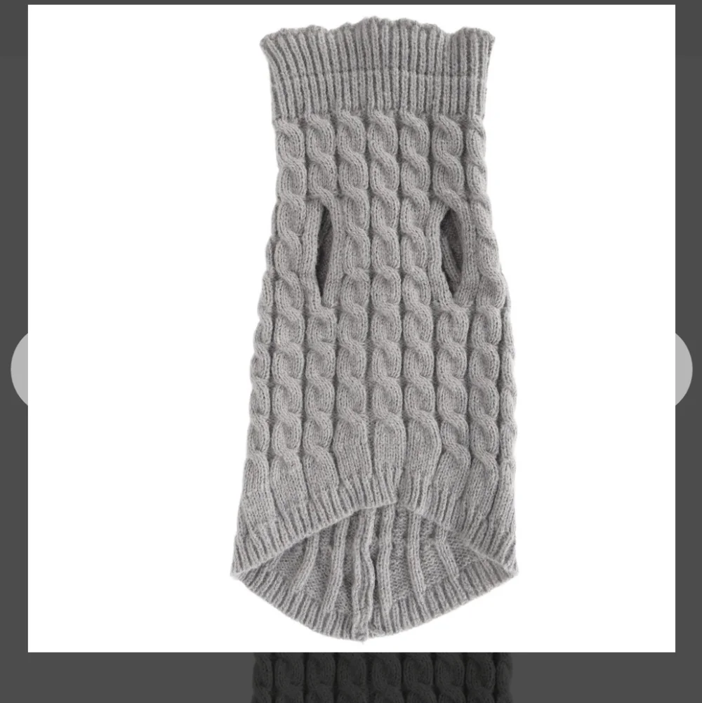 Sz M Grey Cable Knit Cat Pullover Sweater